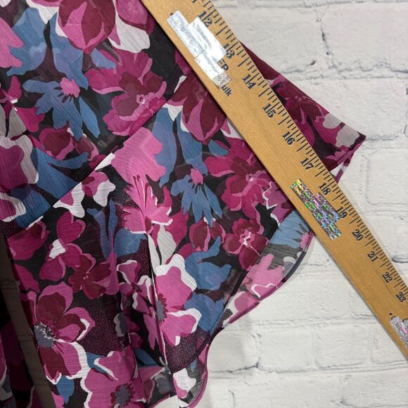 Kasper Blouse Women Plus 3X Floral Cottage Sheer Bell Sleeve Sheer Office Career - Picture 9 of 13